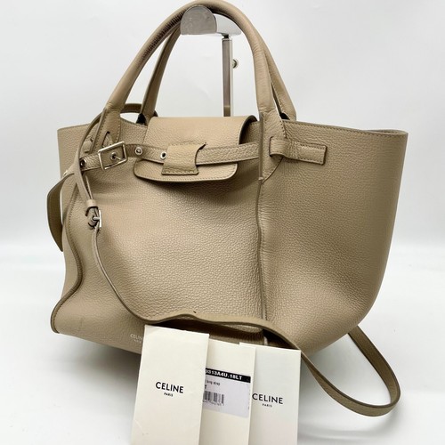 Borsa a mano Celine 2 vie borsa a tracolla borsa grande piccola pelle beige S AN 4188 autentica