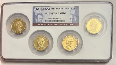 2007-S PROOF PRESIDENTIAL DOLLARS, MULTI COINS SET NGC PF70 ULTRA CAMEO, 4 COINS - Image 1 of 2