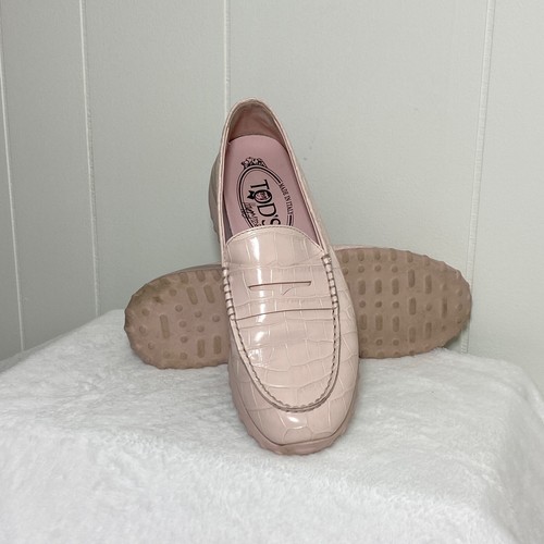 TOD’S Mocassini donna Tod's x Alber Elbaz Croc goffrati 38 5 pelle rosa Happy Moment