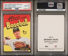 2022 Topps Heritage Minor 1973 Topps Pack Cover 🔥 ANTHONY VOLPE PSA 10 💎 MINT
