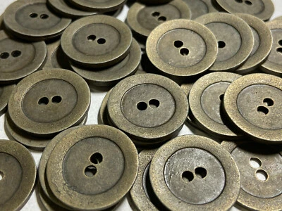 European Classic Wide Rim Metal Button Vintage Brass Finish 13 15 18mm 2hole - Image 1 of 4