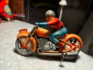 BLECHSPIELZEUG Motorrad Technofix G.E.255 Uhrwerk Wind-Up-Toy 70er - Bild 1 von 4
