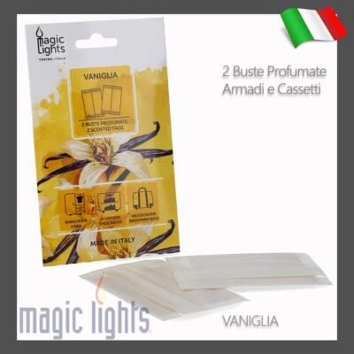 2 BUSTE PROFUMATE PER ARMADI CASSETTI PICCOLI SPAZI PROFUMO VANIGLIA - Immagine 1 di 3