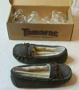 Zapatillas de cuero de vaca Molly gris para mujer Tamarac by Slippers International talla 5 M - Imagen 1 de 6