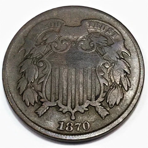 1870 Two Cent Piece Beautiful Coin Rare Date Cover