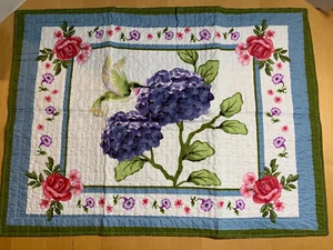NWT COLLECTIONS ETC Single Standard Pillow Sham 20x26" HUMMINGBIRD Floral - Picture 1 of 8