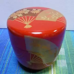 Natsume Tea Caddy Tea Ceremony Sado Makie(Gold Lacquer) Container Case R-0010 - Picture 1 of 8
