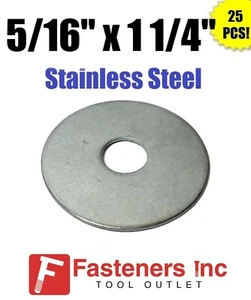 (Qty 25) 5/16" x 1 1/4" OD Stainless Steel Fender Washers Type 304  - Picture 1 of 3