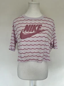 Nike Top Women XS Small Pink Cropped Short Sleeves 100% Cotton Tee - Picture 1 of 12