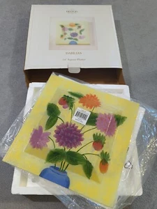 "Nuevo en caja - placa de dalias de vidrio esmerilado cuadrado de 14"" de cristal en bloque - Imagen 1 de 7