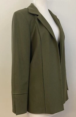Blazer Harve Benard de Benard Holtzman para mujer verde oliva lana viscosa talla 10  Foto 1 de 4