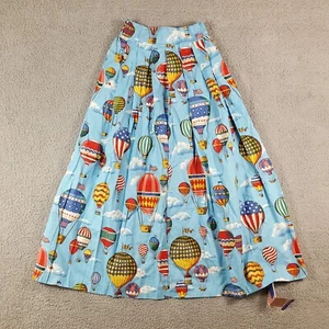 Vintage Hot Air Balloon Pleated Art Sky Women's Small Stretch Waist A-Line Skirt - Picture 1 of 8