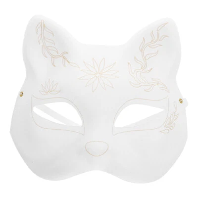 Mask Paintable Cosplay Mask Accessories Cat Paper Mask for Party Masquerade Prop - Image 1 of 4