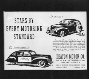 LINCOLN & MERCURY MOTOR CARS AT DEATON MOTOR CO BEVERLY HILLS, CALIF 1940 AD - Bild 1 von 1