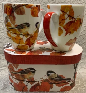 Paper Products Design Autumn Birds 14 oz. Porcelain Mug Set by Gail Flores - Picture 1 of 11
