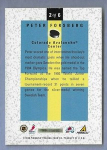 PETER FORSBERG 1997-98 PINNACLE MINT minternational insert 2 COLORADO AVALANCHE 
