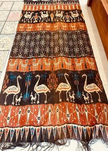 Antik 1980er tolles Royal Design, Baumwolle, handgesponnen, handgewebt pflanzlich  - Bild 1 von 10