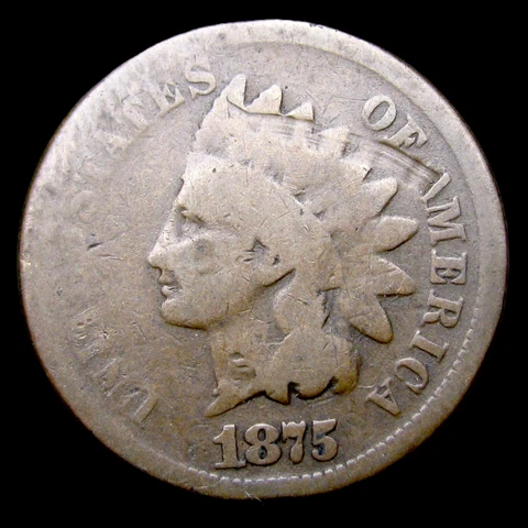 1875 Indian Cent Penny ---- Nice Details Scrape Coin ---- #UU514 Cover