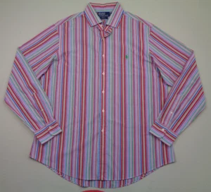 Polo Ralph Lauren uomo XL camicia a righe Regent vestibilità personalizzata casual multicolore - Foto 1 di 10