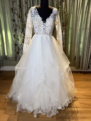 Blush By Hailey Paige Wedding Dress Gown 4745 Ivory Nude Size 10 - Image 1 of 4