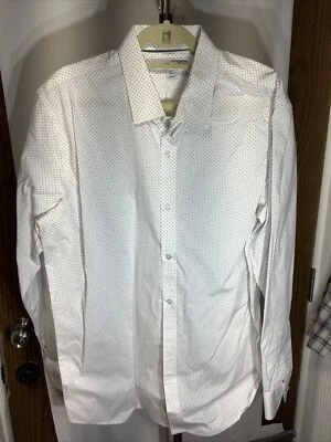 OLD NAVY Men's White Blue Polkadot Button Up Shirt Long Sleeve Size XL TALL, Fit - Image 1 of 4