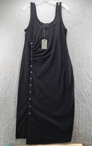 Abito All Saints Hatti donna 10 nero dettaglio bottoni a pressione senza maniche elegante nuovo con etichette - Foto 1 di 11