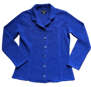 Leo Peressi Alpaca Blue Buttoned Cardigan Jacket Sz L Women’s Made In Peru Bin-X - Picture 1 of 7