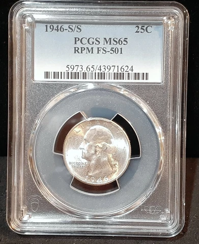 1946-S/S WASHINGTON SILVER QUARTER - PCGS MS65 - RPM  FS-501 - 1624 Cover