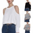 Womens Tops Cold Shoulder Sweatshirt Casual Pullovers Blouse Long Sleeve T-Shirt