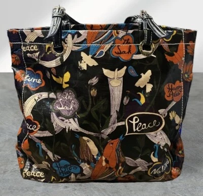 Bolso de Mano SAKROOTS Negro”RIVER PEACE” Lona Recubierta Boho Hippie Chic Foto 1 de 3