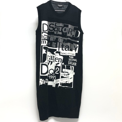 DSQUARED2 Vestito Abito Maglia Senza Maniche Acrilico Nero ArgentoHardware