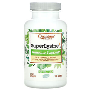 Quantum Health Super Lysine  Immune System 180 Tablets Milk-Free, No Artificial