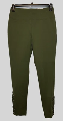 INC International Concepts Skinny Leg Lace Up Leggings Olive Green ~ Size Medium - Image 1 of 4