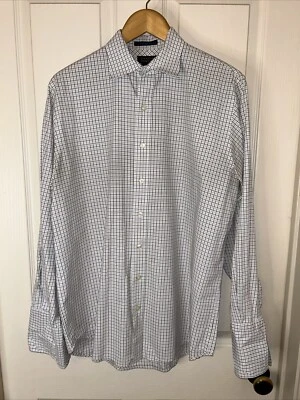 Camisa Harold Powell LS talla 16 resistente a arrugas negro/blanco escocés puños franceses Foto 1 de 4