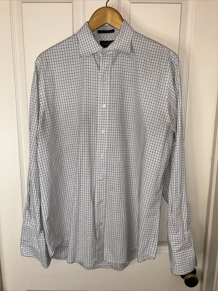 Camisa Harold Powell LS talla 16 resistente a arrugas negro/blanco escocés puños franceses Foto 1 de 4