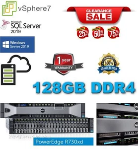 Dell PowerEdge R730xd 28CORE Server 2x Xeon E5-2680v4 2.40Ghz 128GB DDR4 2x960GB - Picture 1 of 6