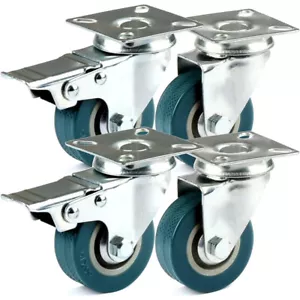 4 x Heavy Duty 75mm PU Swivel Castor Wheel 400KG Trolley Furniture Caster Rubber - Picture 1 of 9