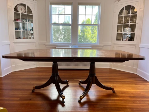 Maitland-Smith Double Pedestal Flame Mahogany Dining Table Cover