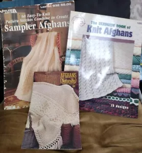 Knitting Books, Patterns, Afghans, Lot Of 3 - Picture 1 of 6