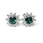 0.65 ctw Natural Real Alexandrite & Diamond Solid 14k White Gold Halo Studs 7 MM