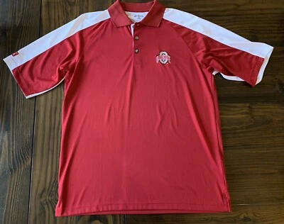 Ohio State Buckeyes Short Sleeve Polo Shirt by Antigua Medium Red 100% Polyester - Image 1 of 4