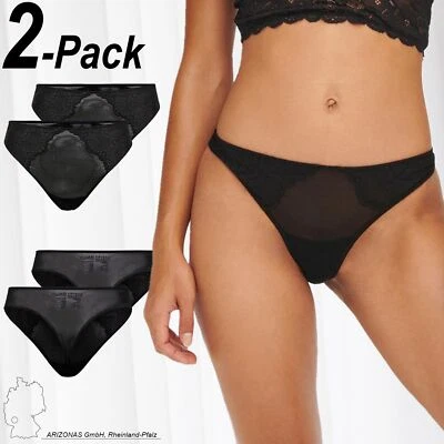 ONLY Damen Spitzen Slips 2-er Pack Brazilian Tanga String Hosen ONLSOFIA - Bild 1 von 2
