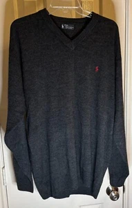 Suéter Polo Ralph Lauren Etiqueta Negra Para Hombres XL Gris Oscuro 100% Cachemira Cuello en V - Imagen 1 de 7