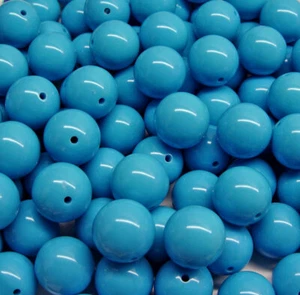 Collares artesanales de acrílico grandes gruesos de cuentas redondas azul cielo de 19 mm - Imagen 1 de 2