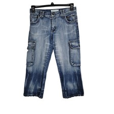 Baby Phat Womens Blue Medium Wash Regular Fit Denim Cropped Jeans Size 32X22