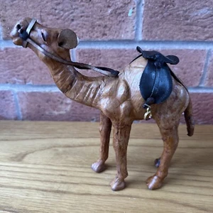 Vintage figure leather Camel Hand Made Height 14 cm With Saddle Figurine Decor - Picture 1 of 7