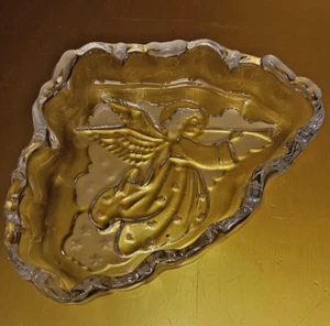Vintage Mikasa Crystal Christmas Candy Dish 7-3/4" - Angel Music - Germany - Picture 1 of 4