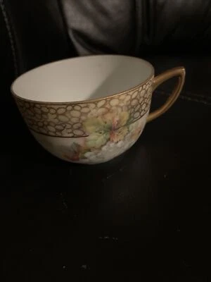 Antigua taza de té B&P Bauer & Pfeiffer Wurttemberg China borde oro rosa Foto 1 de 4