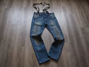 LEE 101 LOGGER JEANS W31 L32 DIRTY WASH HOSENTRÄGER SUSPENDER BUTTONS - Bild 1 von 12