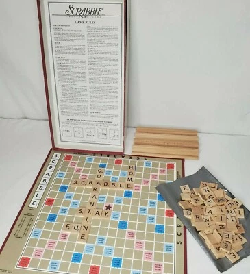 Vintage 1989 Scrabble Crossword Board Game Wooden Tiles Milton Bradley #4024 - Image 1 of 4